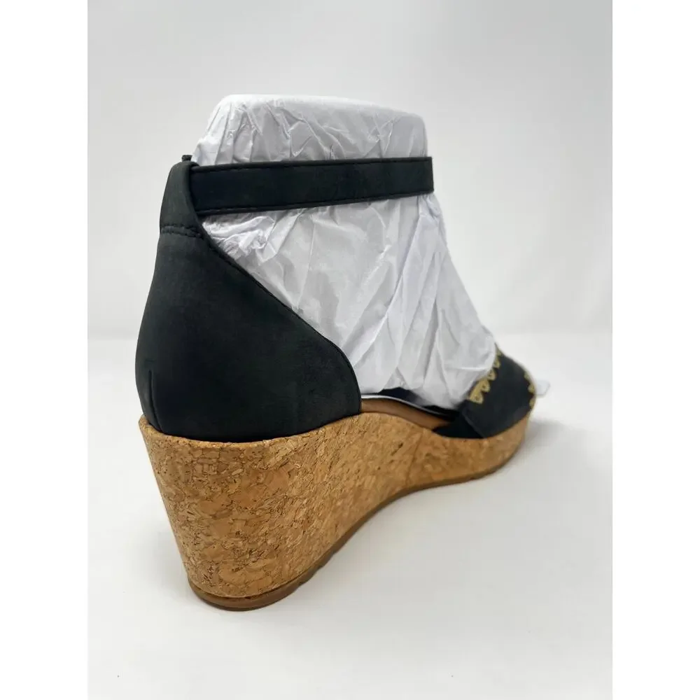 Naturalizer Women's 8.5M Olly 3 Black Ankle Strap Wedge Sandals